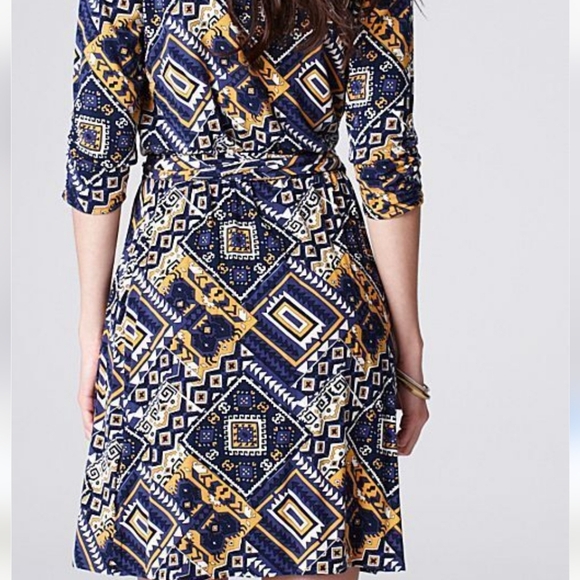 NWT Lucky Brand Geometric Print Wrap Dress M - Picture 2 of 5